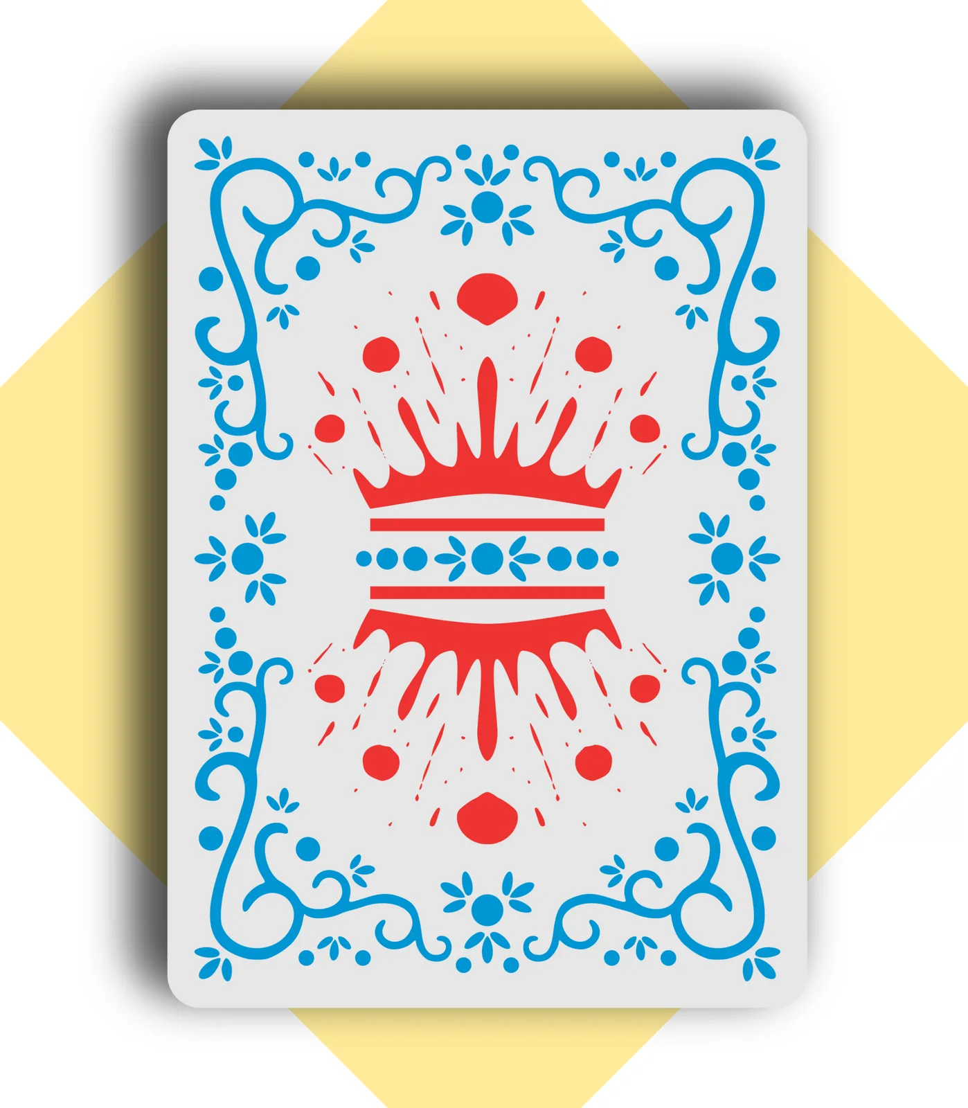 Inkwell card back with a red crown and blue scrollwork