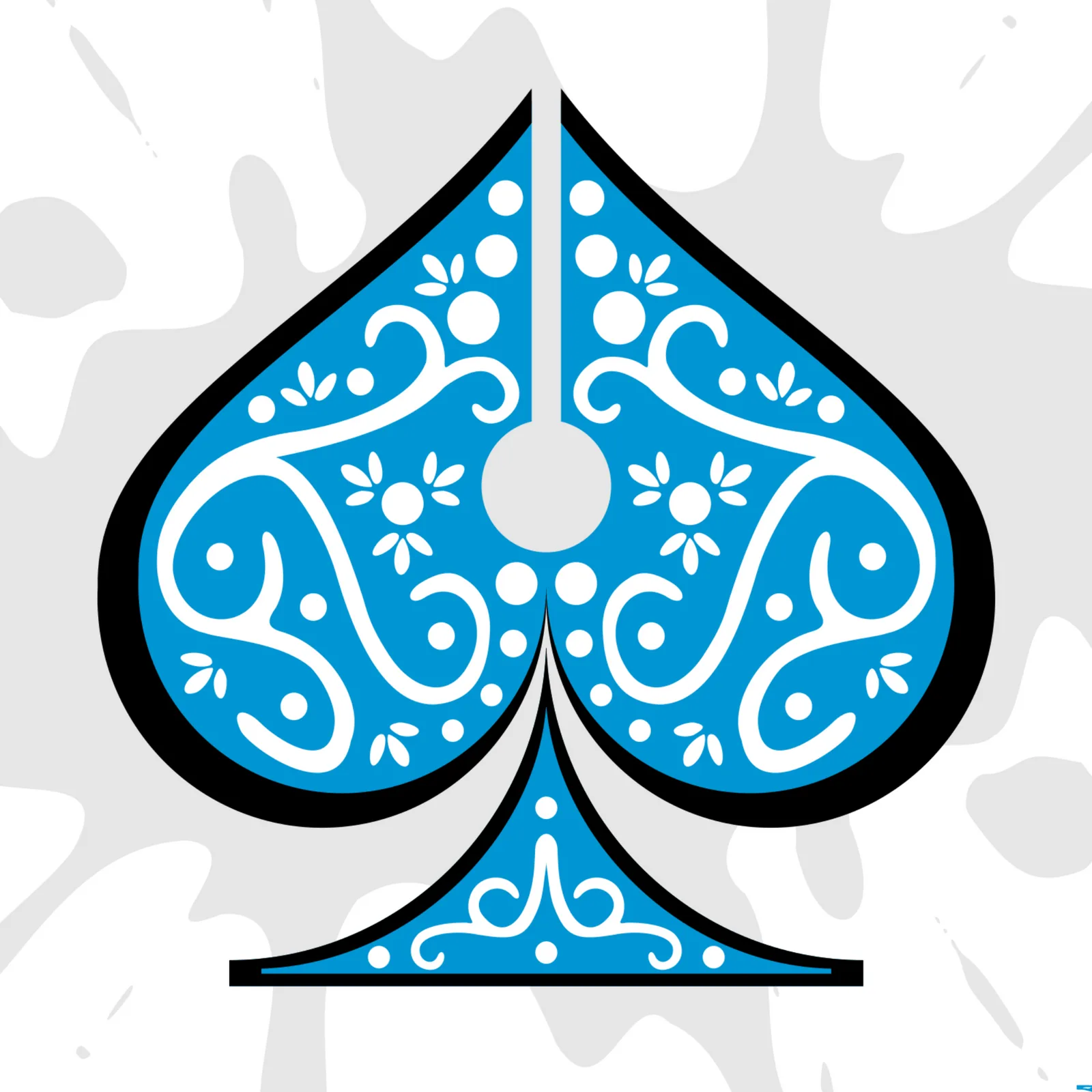 Inkwell ace of spades with blue swirling pen design