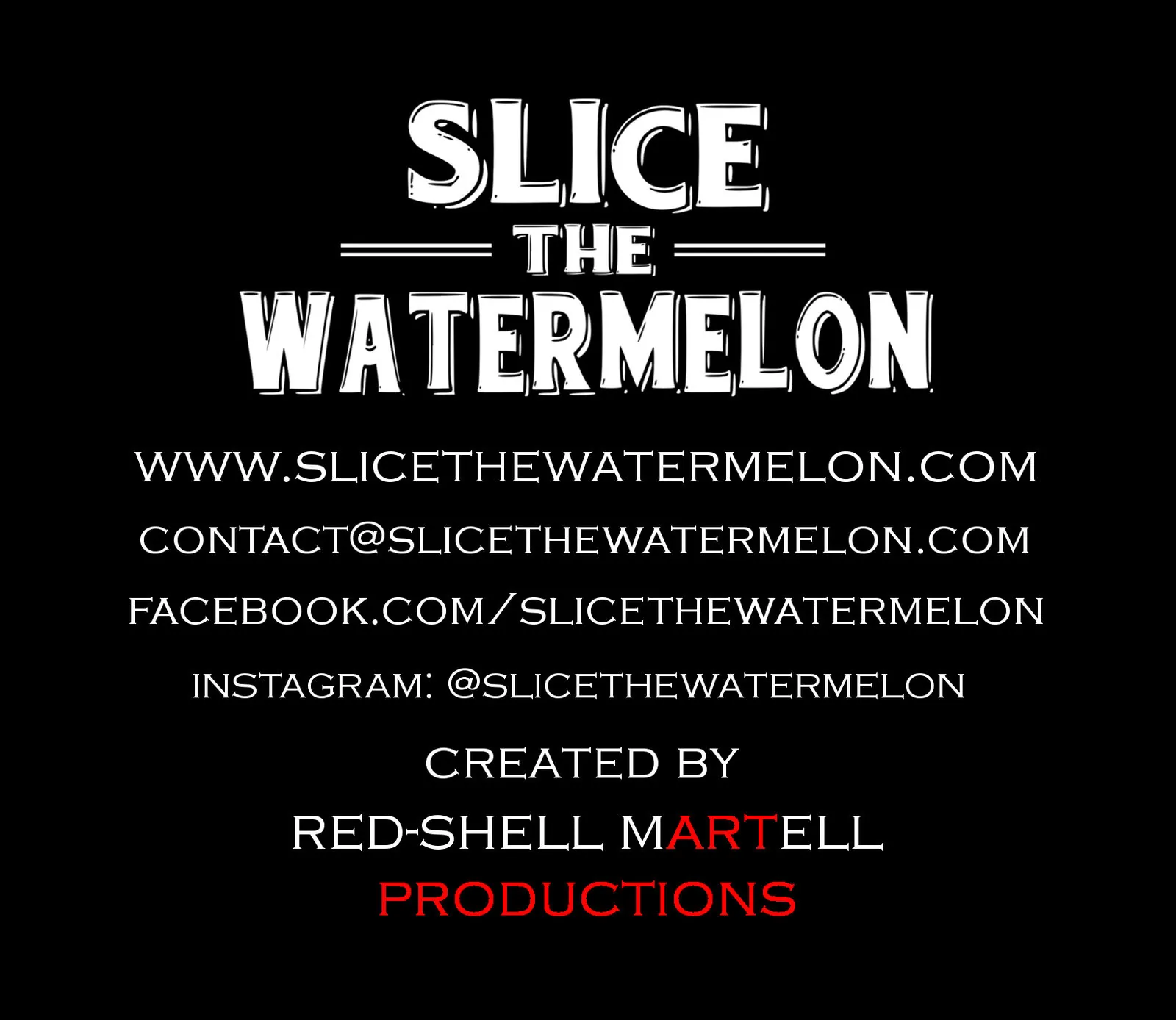 Info card with the game's website and social links, created by Red-Shell Martell Productions